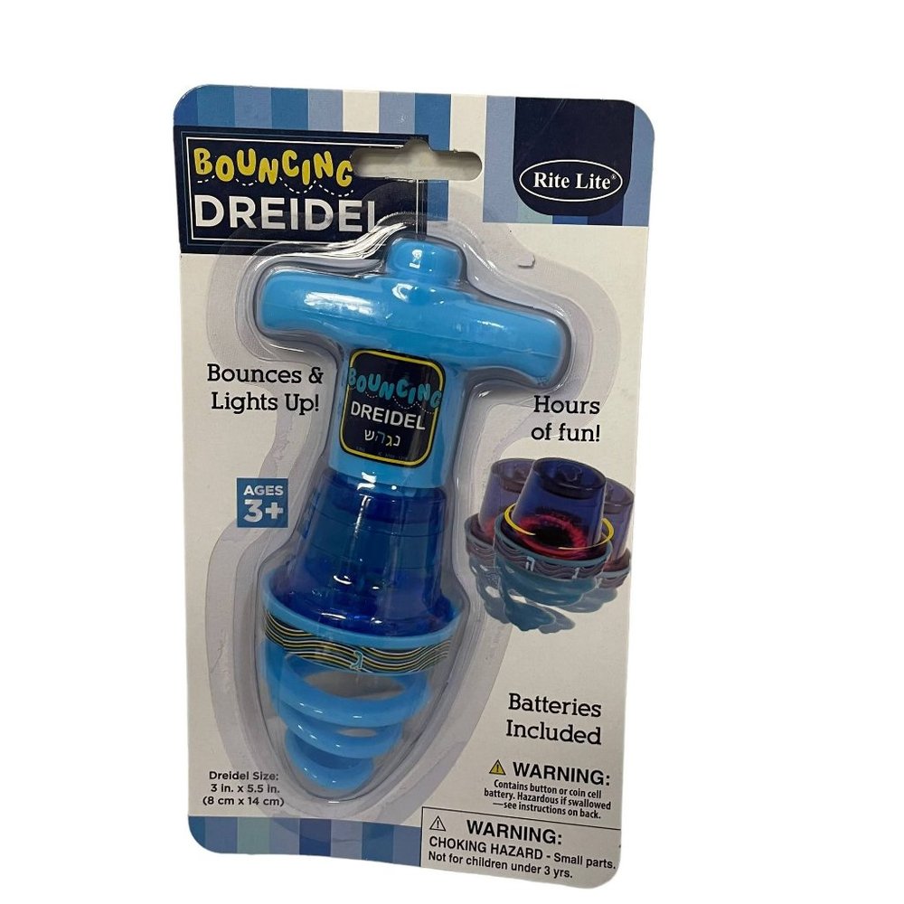 Rite Lite Bouncing Dreidel Bounces & Lights up Blue 3" x‎ 5.5" 2004